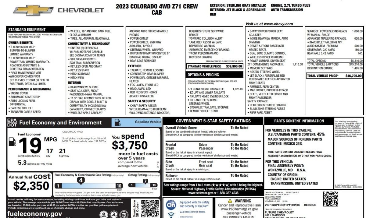 Used 2023 Chevrolet Colorado Z71 w/ Z71 Convenience Package 2 AWD/4WD image 14