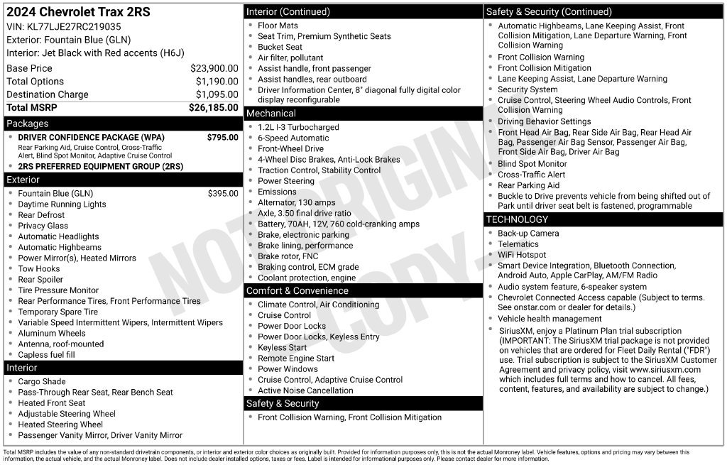 Used 2024 Chevrolet Trax RS w/ Driver Confidence Package FWD image 6