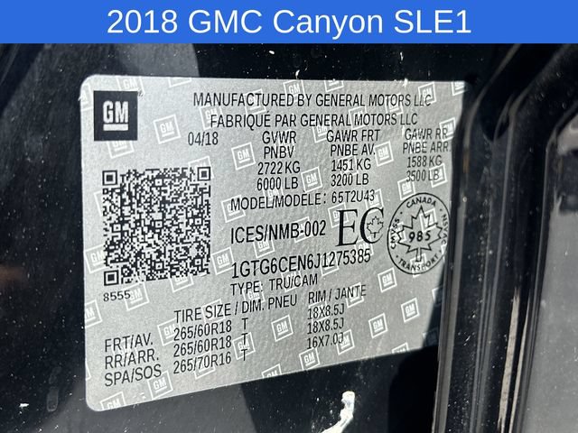 Used 2018 GMC Canyon SLE w/ Nightfall Edition AWD/4WD image 21