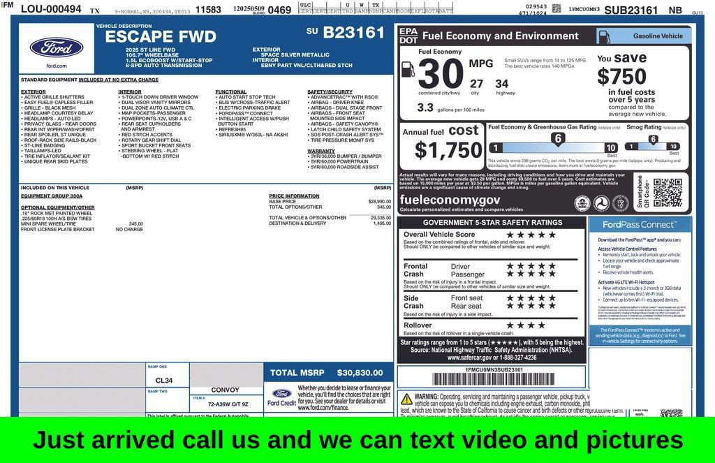 Used 2025 Ford Escape ST-Line FWD 360° Tour