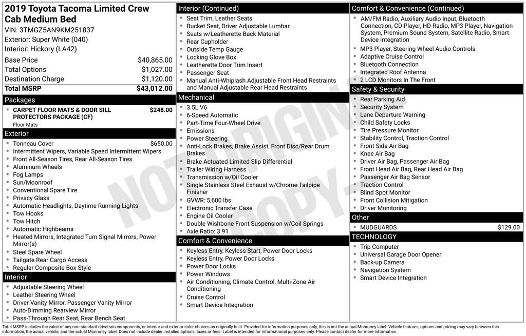 Used 2019 Toyota Tacoma Limited image 9