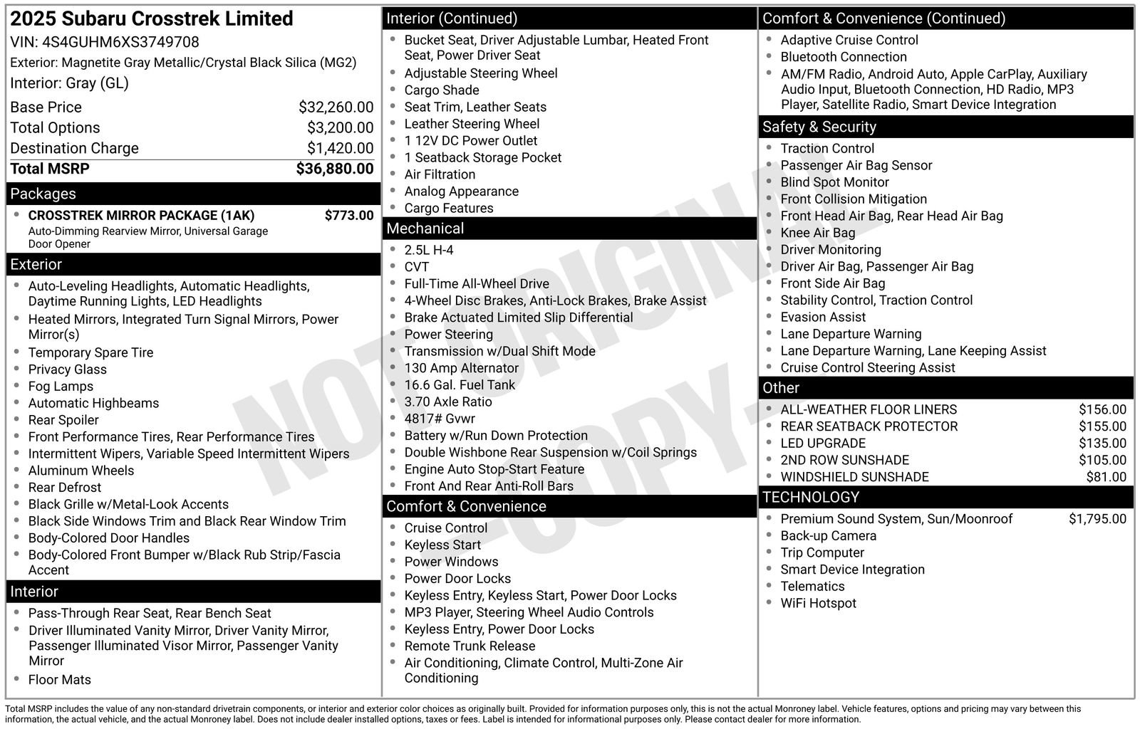 Certified 2025 Subaru Crosstrek 2.5i Limited w/ Crosstrek Mirror Package image 32