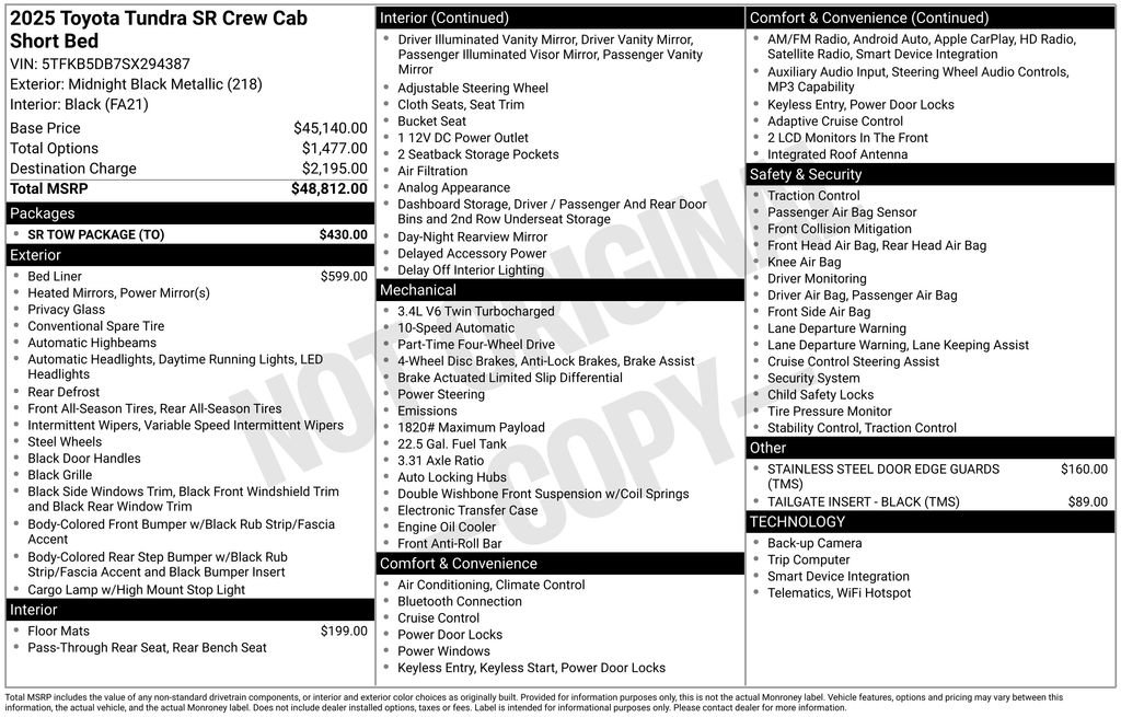 Used 2025 Toyota Tundra SR w/ SR Tow Package AWD/4WD image 55