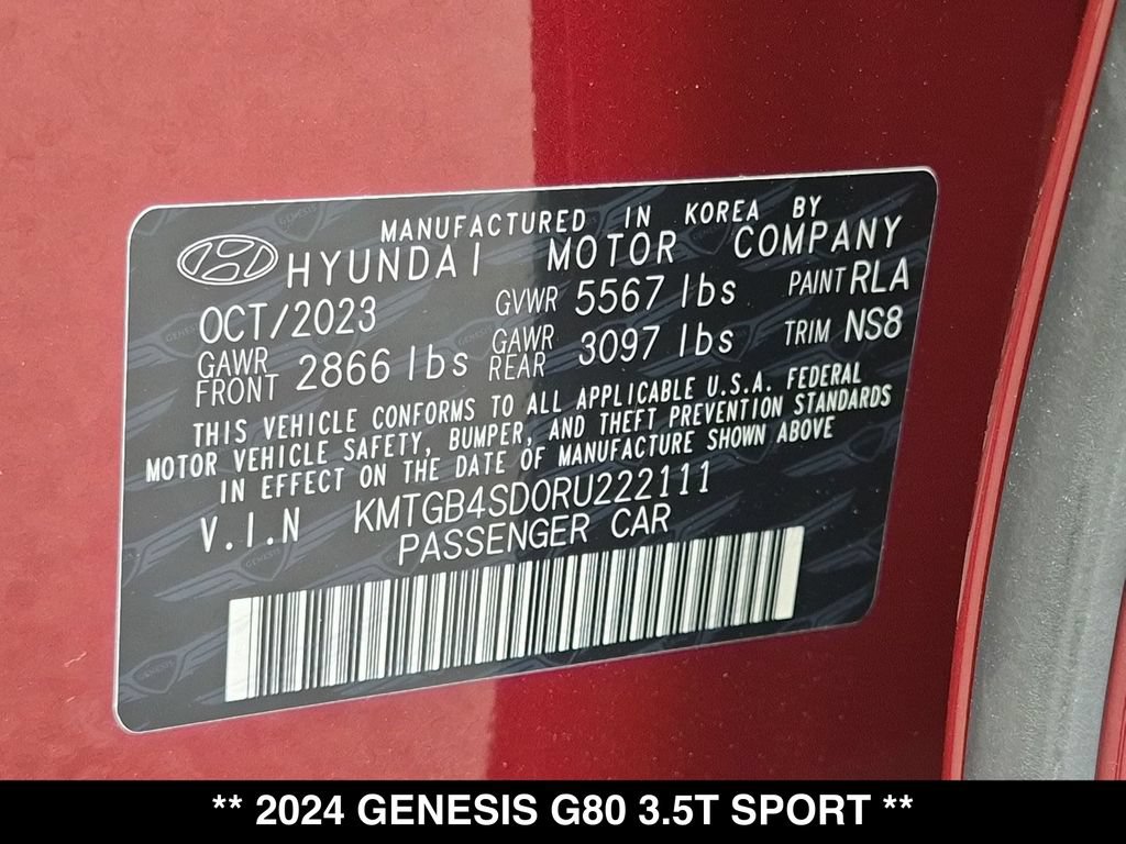 Used 2024 Genesis G80 3.5T Sport AWD/4WD image 29