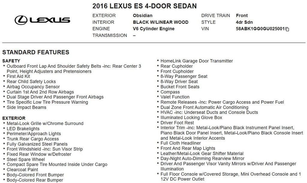 Used 2016 Lexus ES 350 FWD image 17