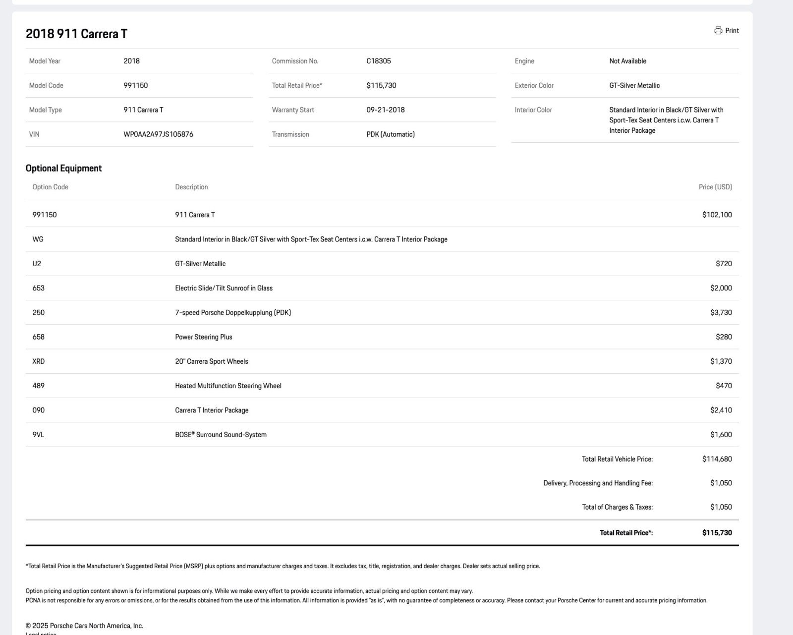 Certified 2018 Porsche 911 Carrera T image 32