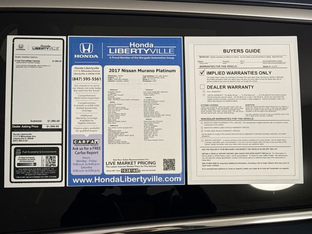 Used 2017 Nissan Murano Platinum w/ Platinum Technology Package image 43