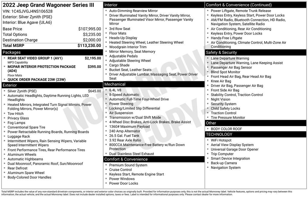 Used 2022 Jeep Grand Wagoneer Series III w/ Rear Seat Video Group 1 image 2