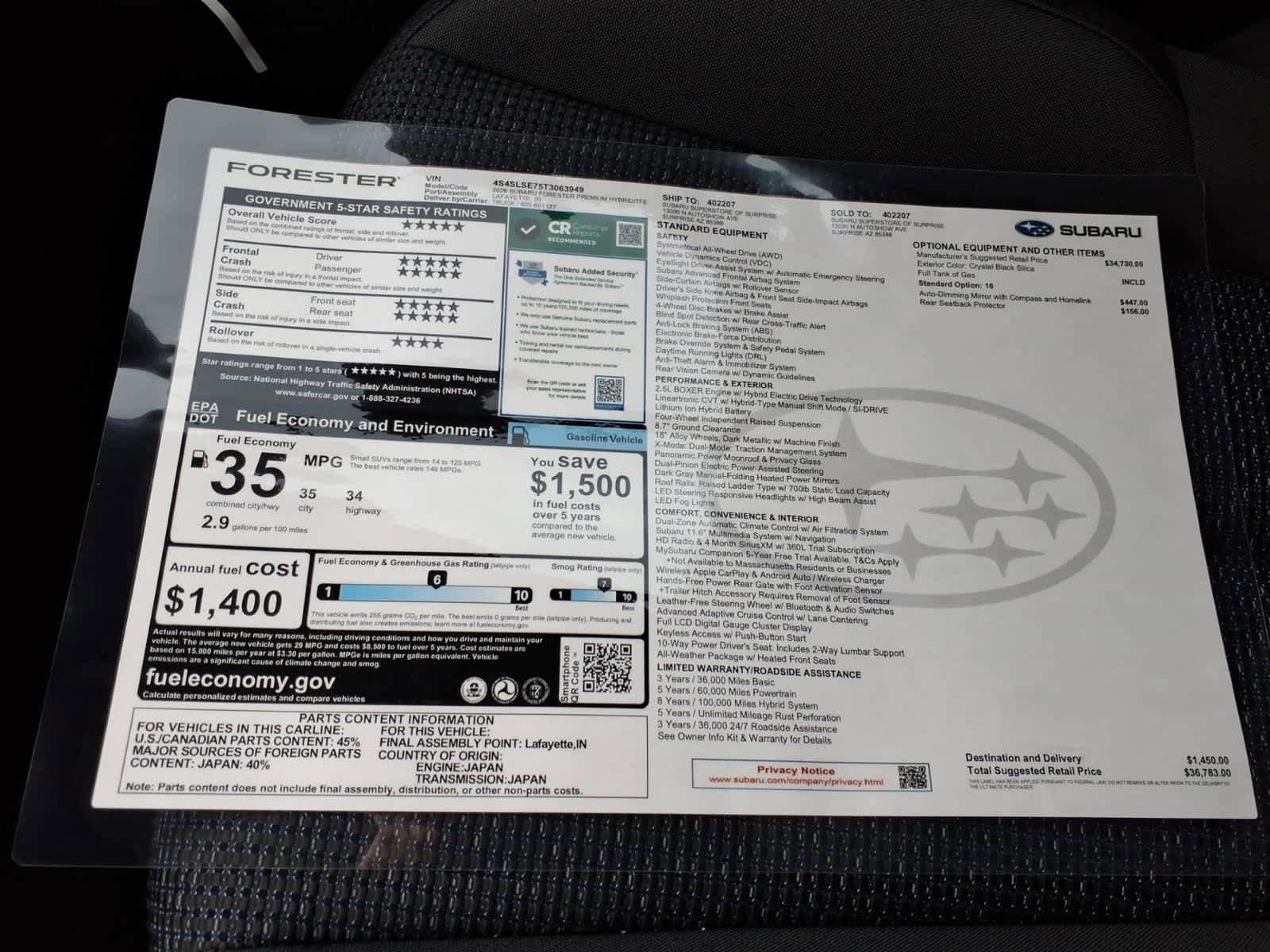 New 2026 Subaru Forester Premium image 40