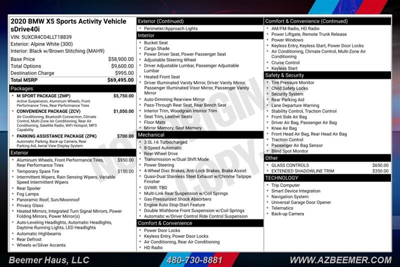 Used 2020 BMW X5 sDrive40i w/ M Sport Package RWD image 3