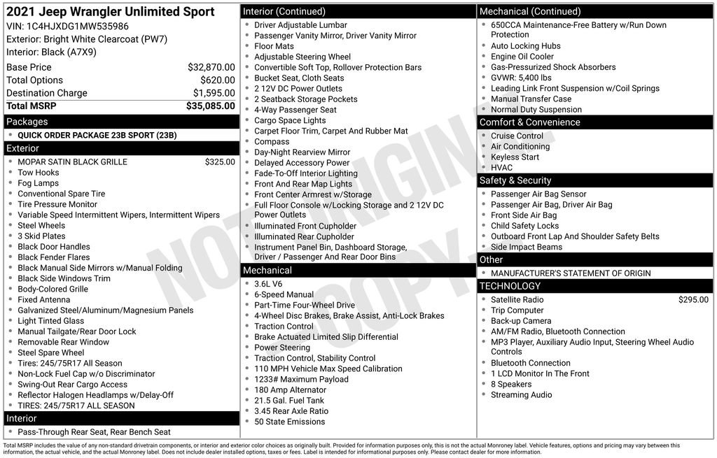 Used 2021 Jeep Wrangler Unlimited Sport AWD/4WD image 15