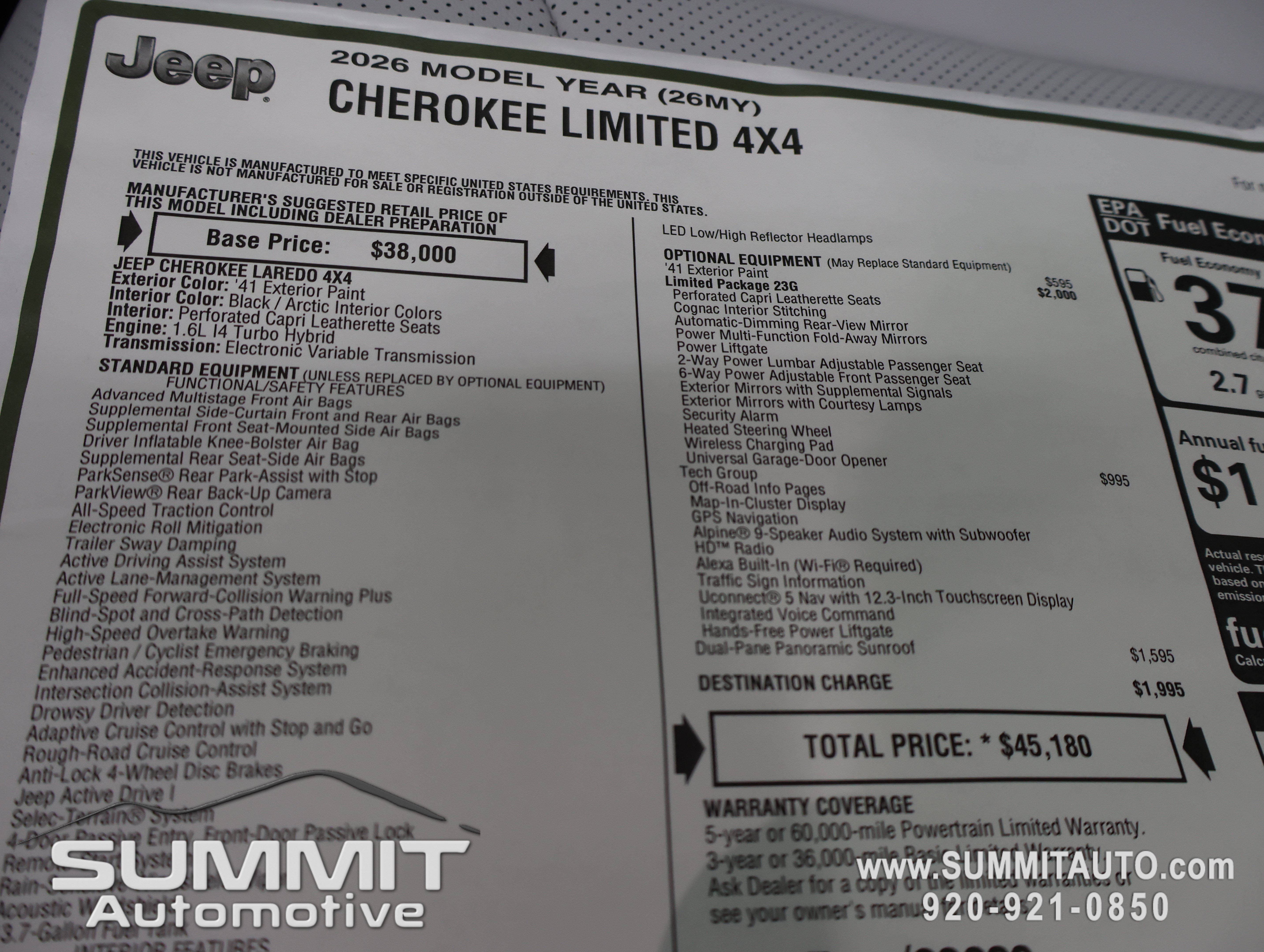 New 2026 Jeep Cherokee Limited AWD/4WD image 42
