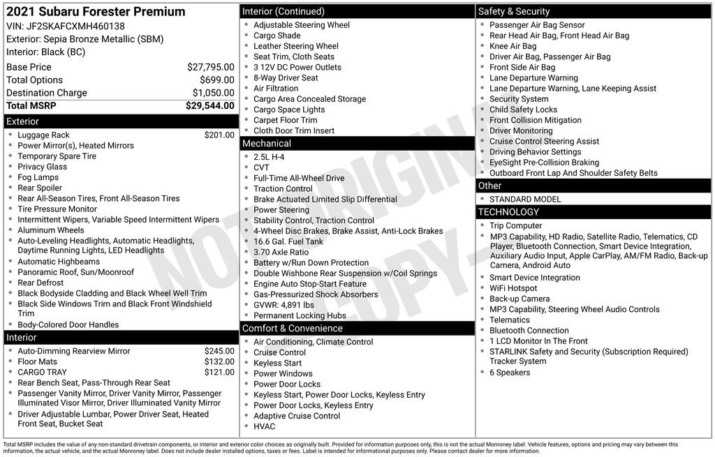 Certified 2021 Subaru Forester Premium AWD/4WD image 41