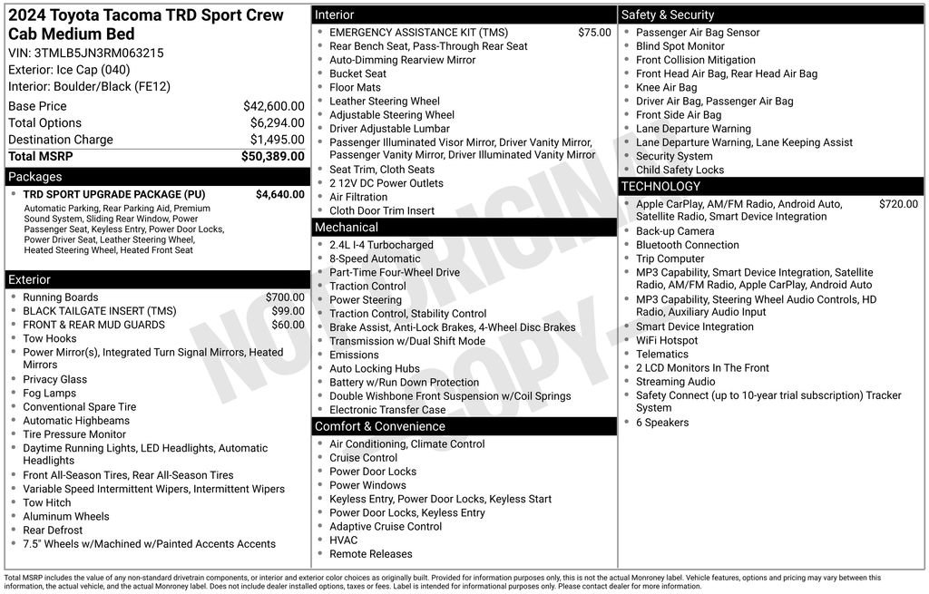 Used 2024 Toyota Tacoma TRD Sport w/ TRD Sport Upgrade Package image 33