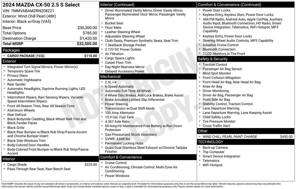 Used 2024 MAZDA CX-50 AWD 2.5 S w/ Cargo Package image 6
