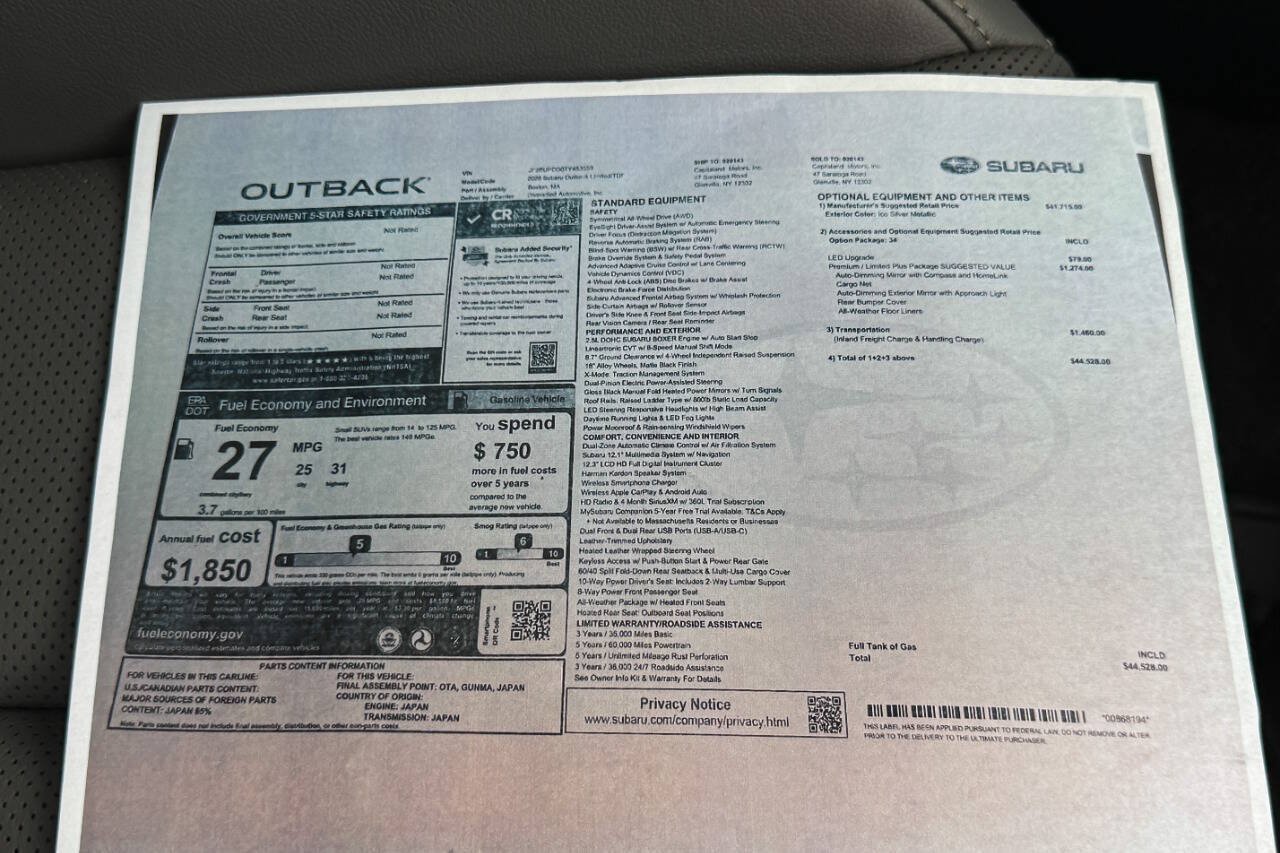 Used 2026 Subaru Outback Limited w/ Premium/Limited Plus Package AWD/4WD image 37