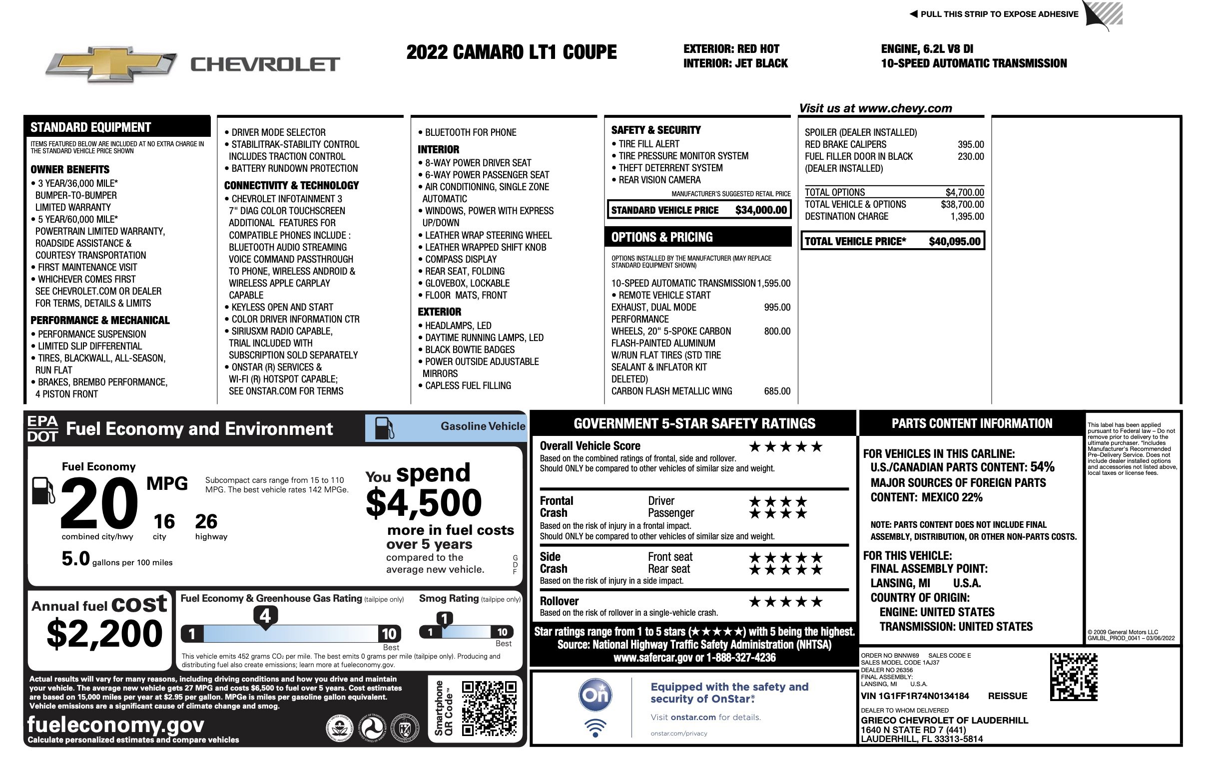 Used 2022 Chevrolet Camaro LT image 2