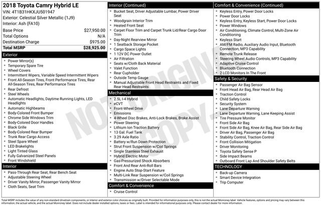 Used 2018 Toyota Camry LE FWD image 4