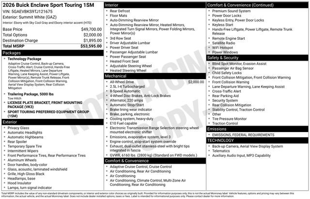 New 2026 Buick Enclave Sport Touring image 36