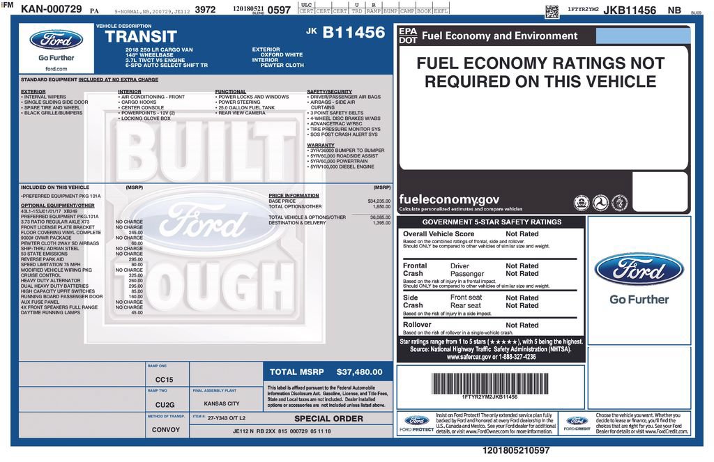 Used 2018 Ford Transit 250 148 Low Roof RWD image 16