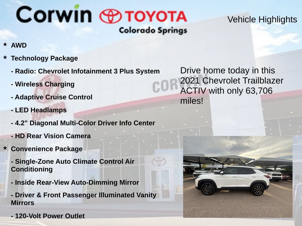 Used 2021 Chevrolet TrailBlazer ACTIV w/ Technology Package AWD/4WD image 7