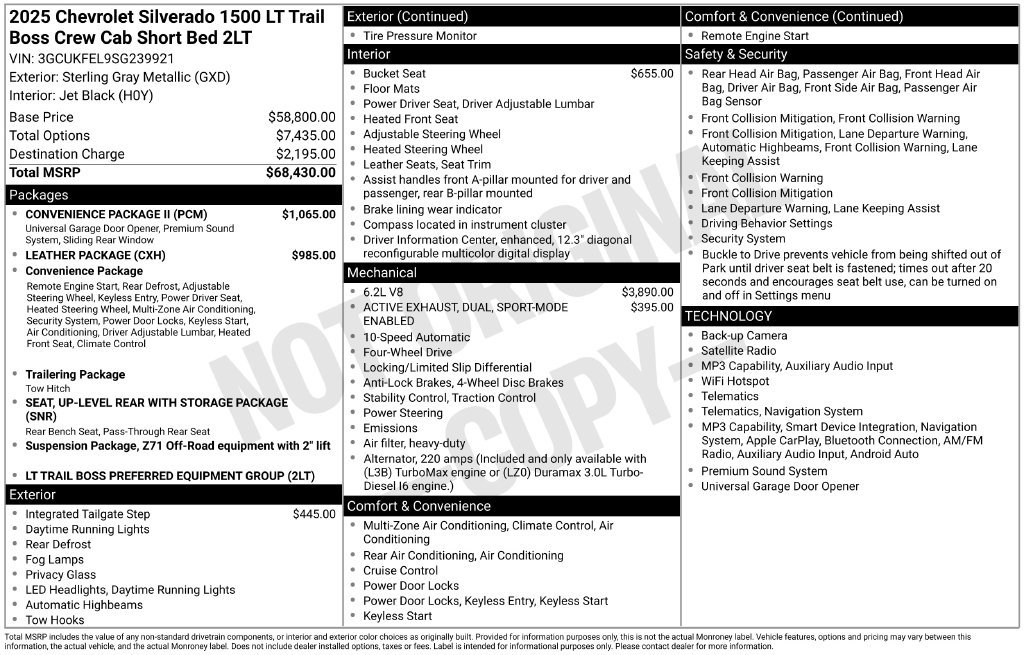 Used 2025 Chevrolet Silverado 1500 LT Trail Boss w/ Convenience Package II AWD/4WD image 6