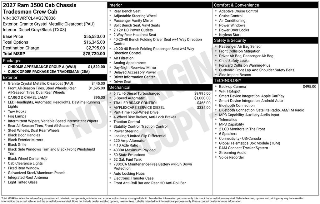 New 2027 RAM 3500 Tradesman w/ Chrome Appearance Group A AWD/4WD image 25