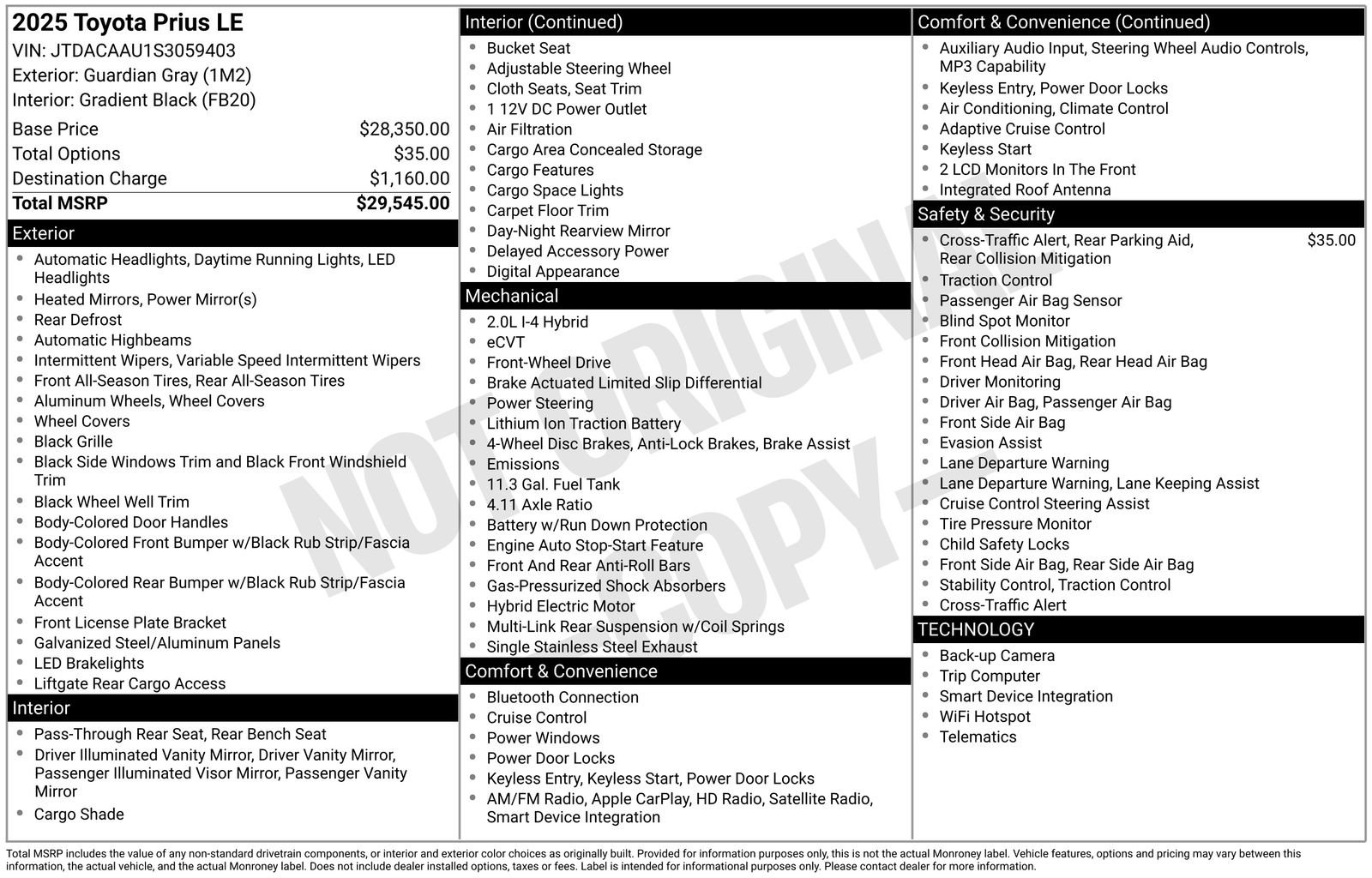 Used 2025 Toyota Prius LE FWD image 6