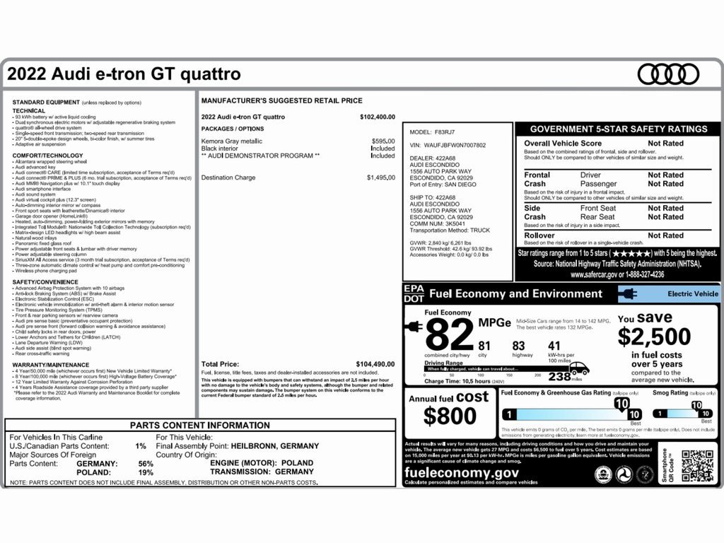 Used 2022 Audi e-tron GT Premium Plus image 2