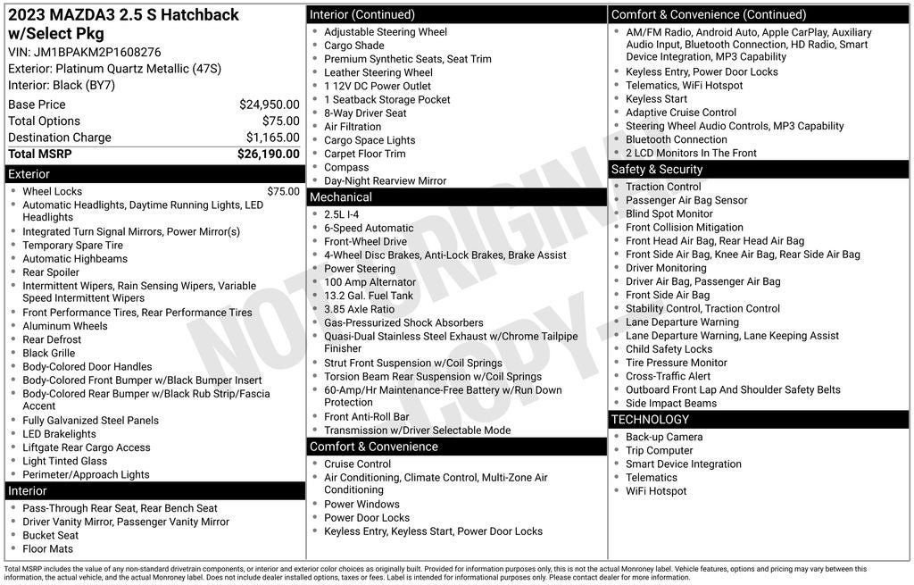 Certified 2023 MAZDA MAZDA3 s FWD image 15