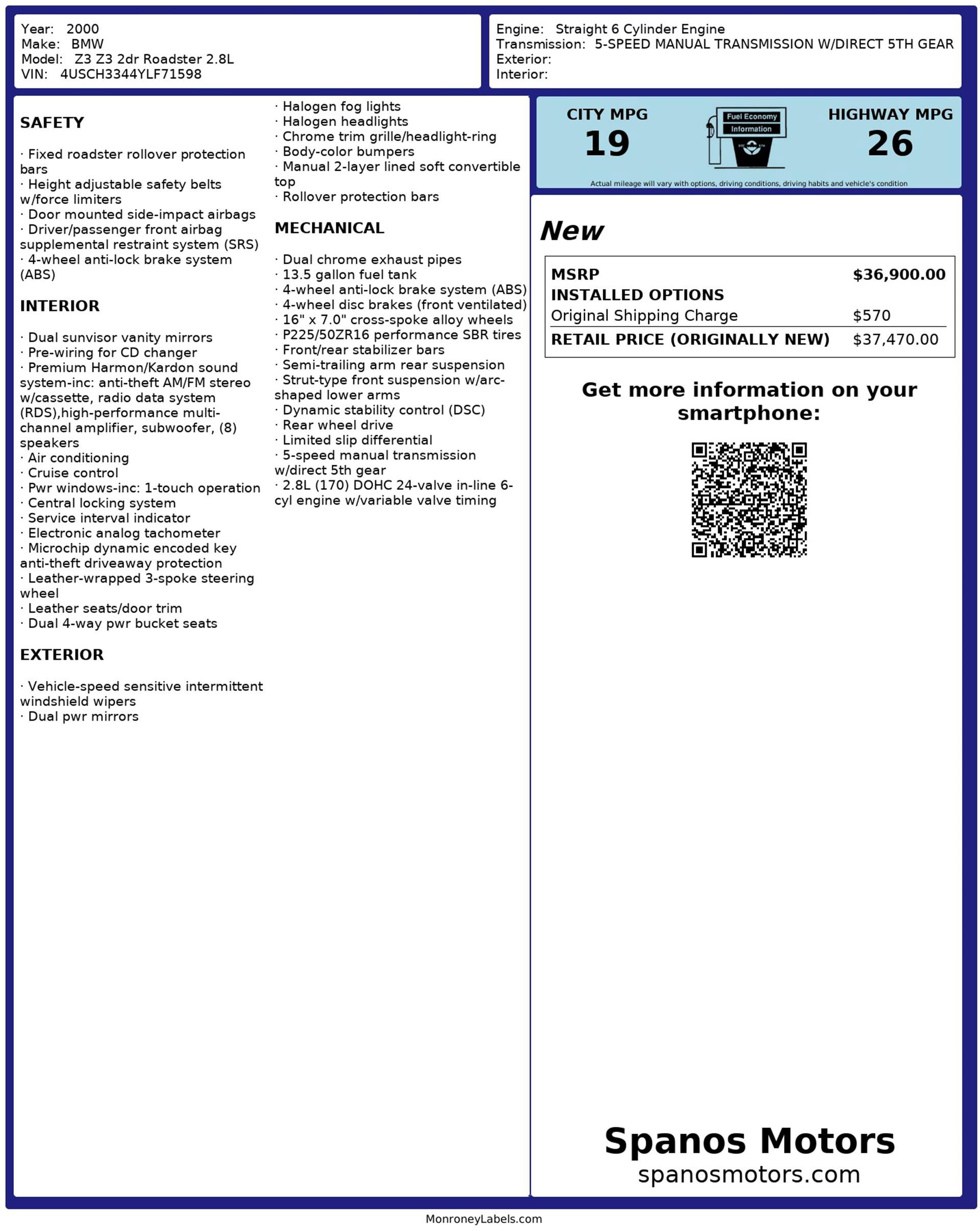 Used 2000 BMW Z3 2.8 image 3