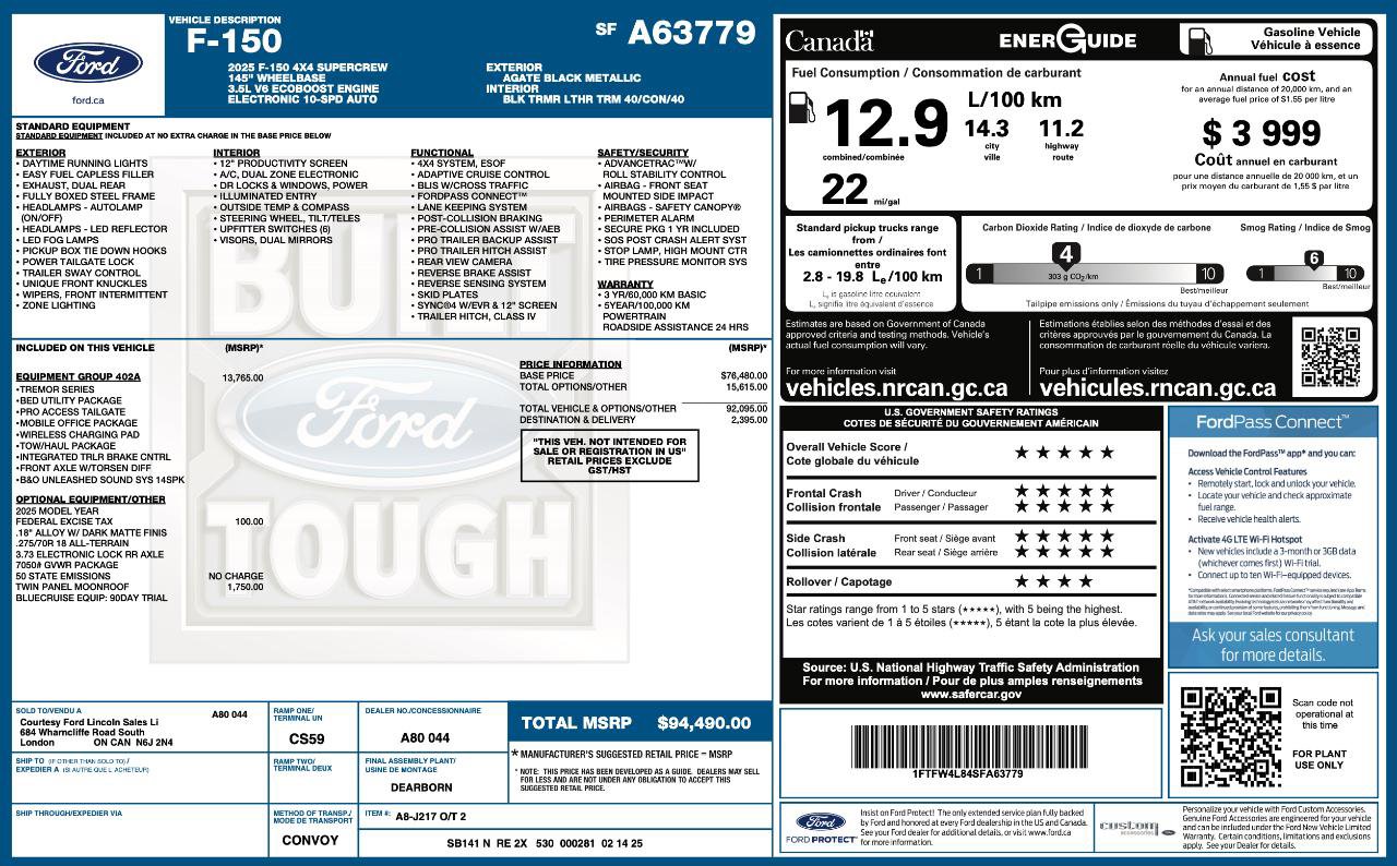 Used 2025 Ford F150 Tremor w/ Equipment Group 402A High image 9