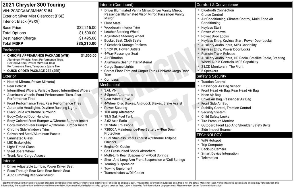 Used 2021 Chrysler 300 Touring w/ Chrome Appearance Package RWD image 30