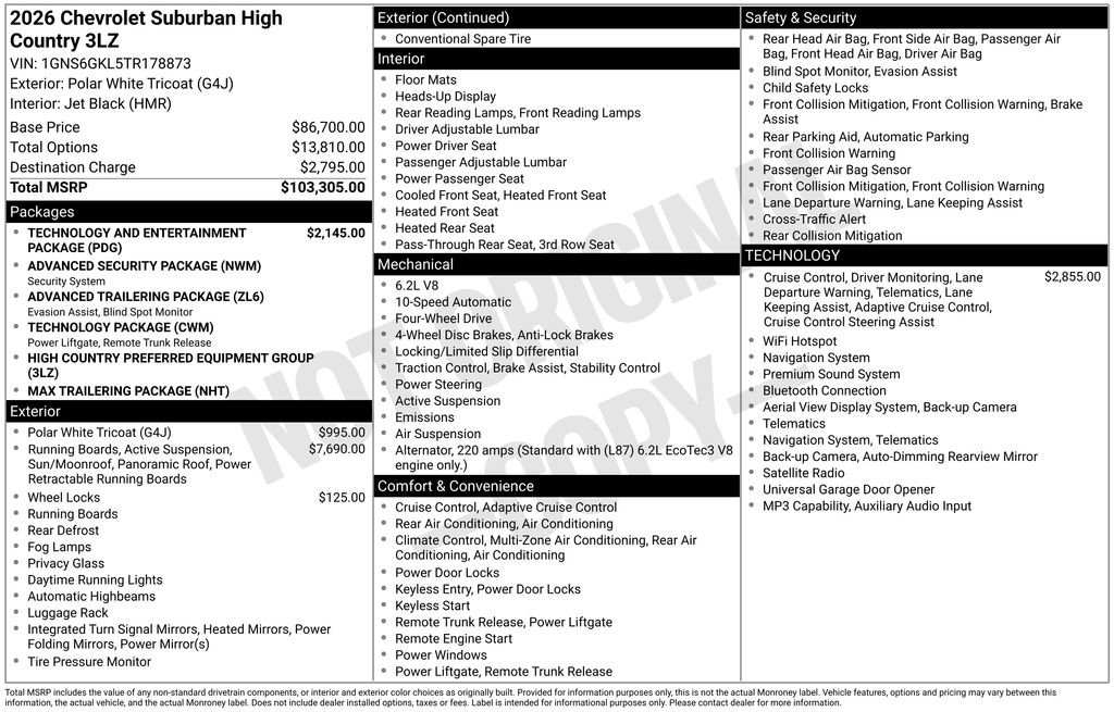 Used 2026 Chevrolet Suburban High Country AWD/4WD image 17
