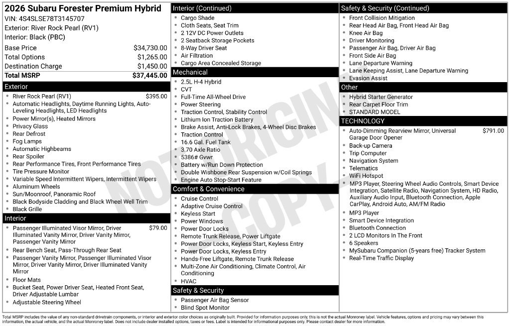 New 2026 Subaru Forester Touring