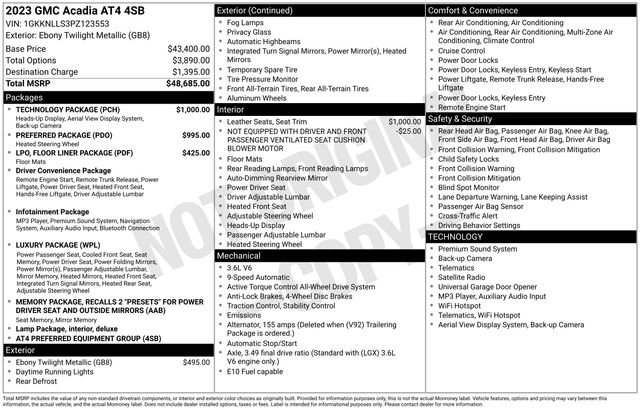 Used 2023 GMC Acadia AT4 w/ Technology Package AWD/4WD image 37
