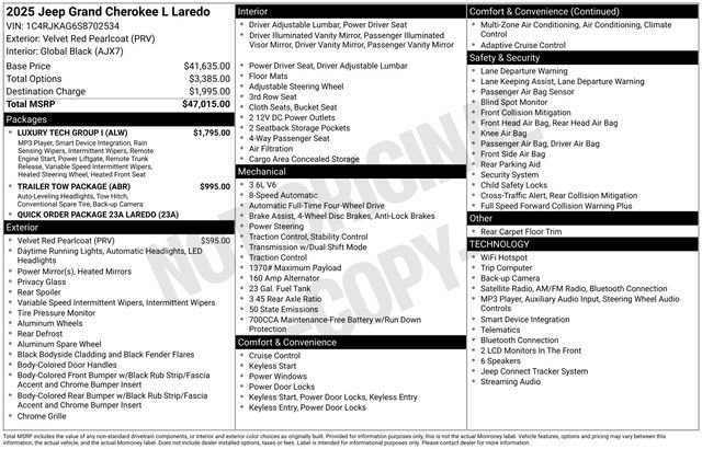 Used 2025 Jeep Grand Cherokee L Laredo w/ Luxury Tech Group I AWD/4WD image 7