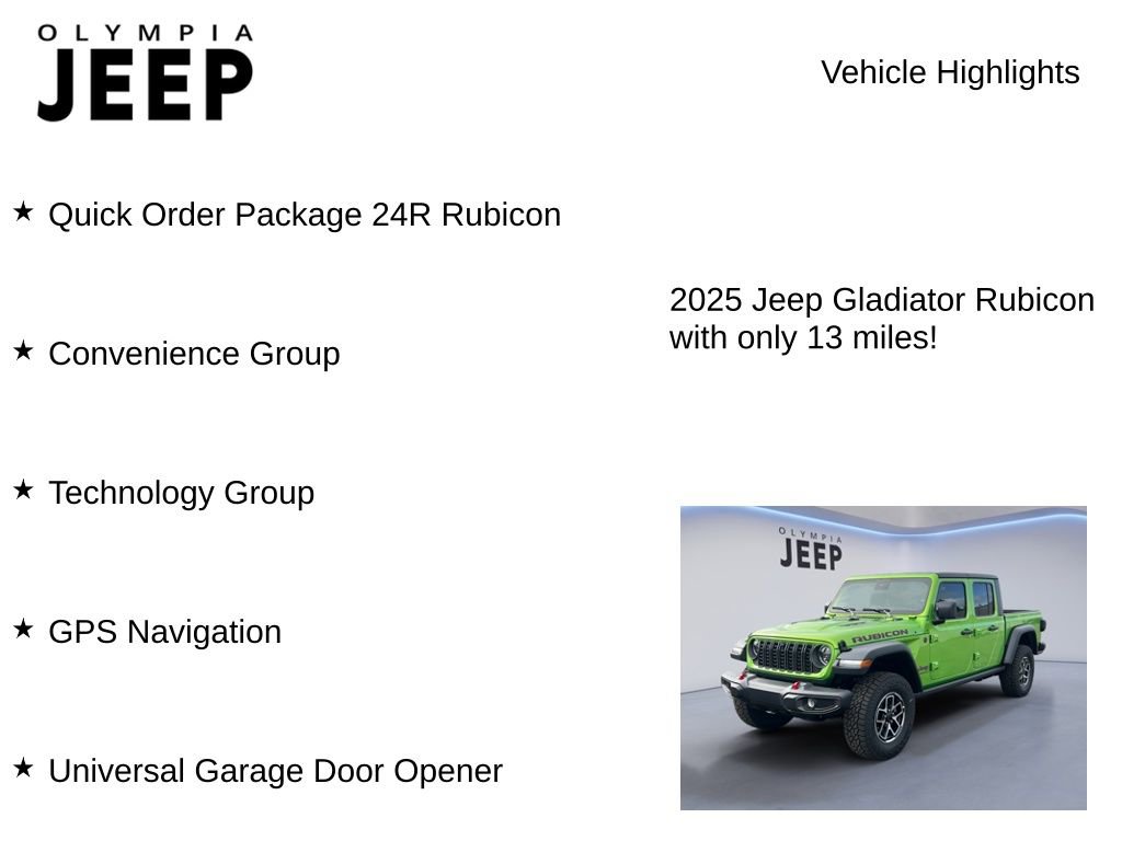 New 2025 Jeep Gladiator Rubicon w/ Convenience Group image 7