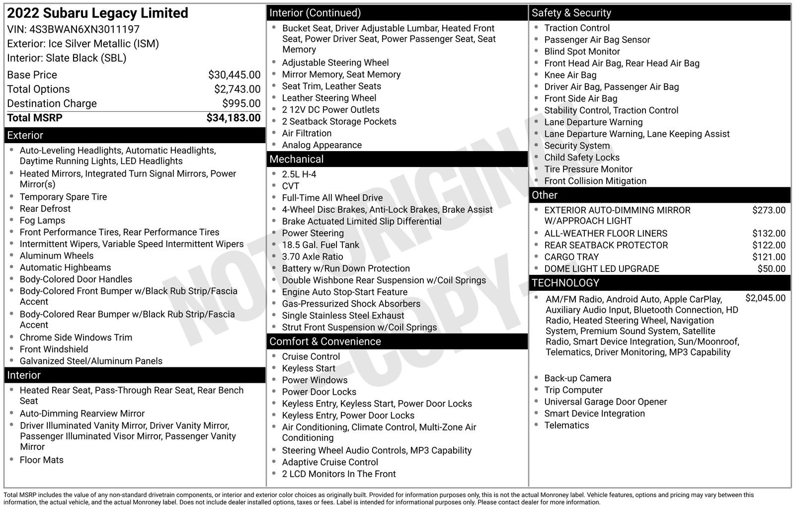 Certified 2022 Subaru Legacy Limited AWD/4WD image 14