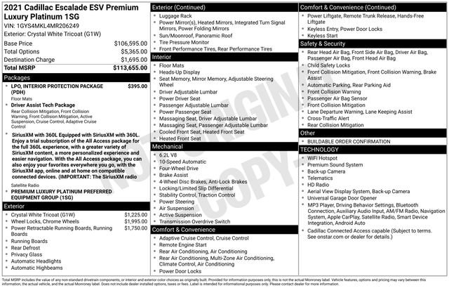 Used 2021 Cadillac Escalade ESV Premium Luxury Platinum AWD/4WD image 33