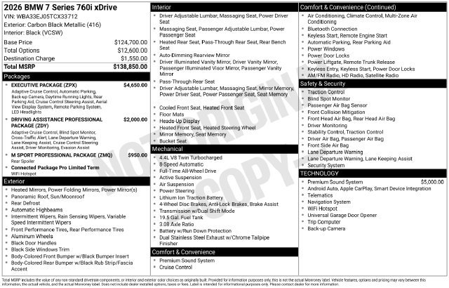 Used 2026 BMW 760i xDrive w/ Executive Package AWD/4WD image 38