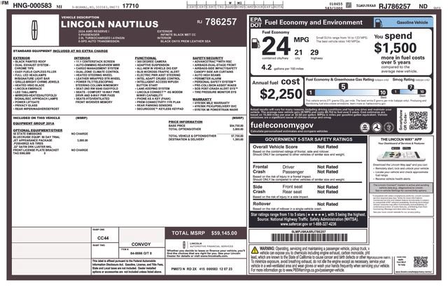 Certified 2024 Lincoln Nautilus Reserve w/ Jet Appearance Package (87T) AWD/4WD image 13
