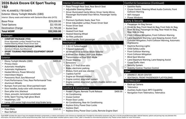 New 2026 Buick Encore GX Sport Touring w/ Comfort Package AWD/4WD image 36