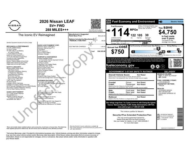 New 2026 Nissan Leaf SV+ FWD image 2