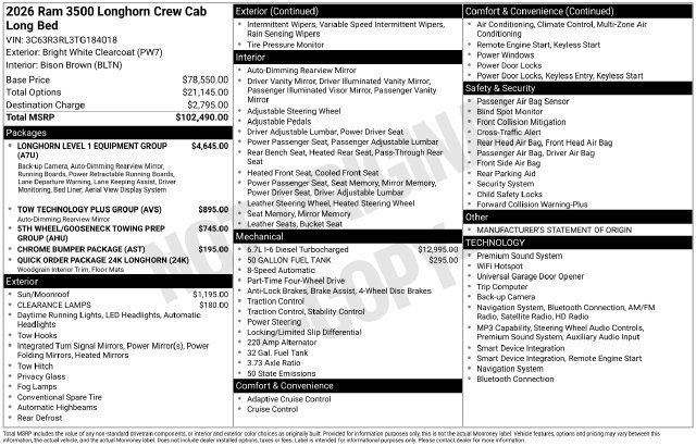 Used 2026 RAM 3500 Longhorn AWD/4WD image 38
