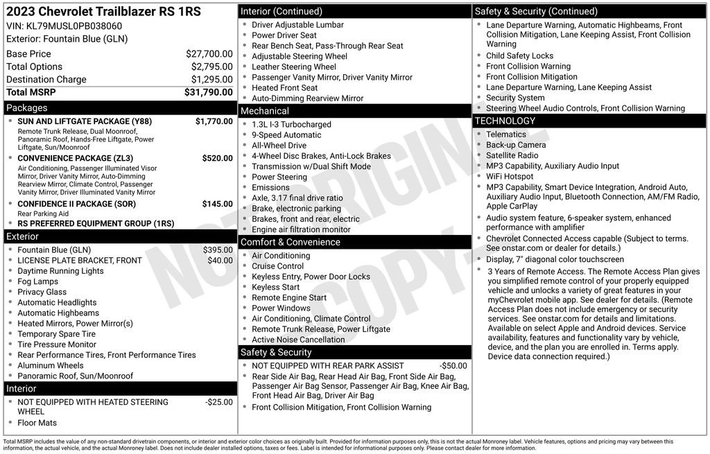 Used 2023 Chevrolet TrailBlazer RS w/ Sun and Liftgate Package AWD/4WD image 10