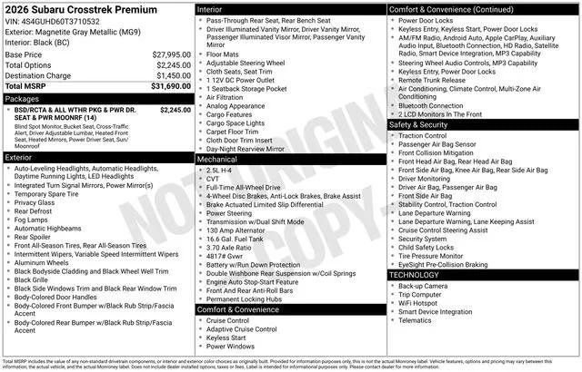 New 2026 Subaru Crosstrek 2.0i Premium image 18