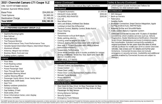 Certified 2021 Chevrolet Camaro LT RWD image 40