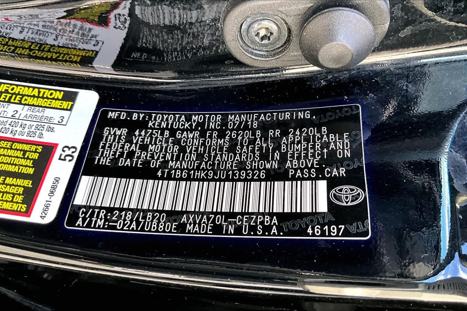 Used 2018 Toyota Camry XSE w/ Audio Package FWD image 37