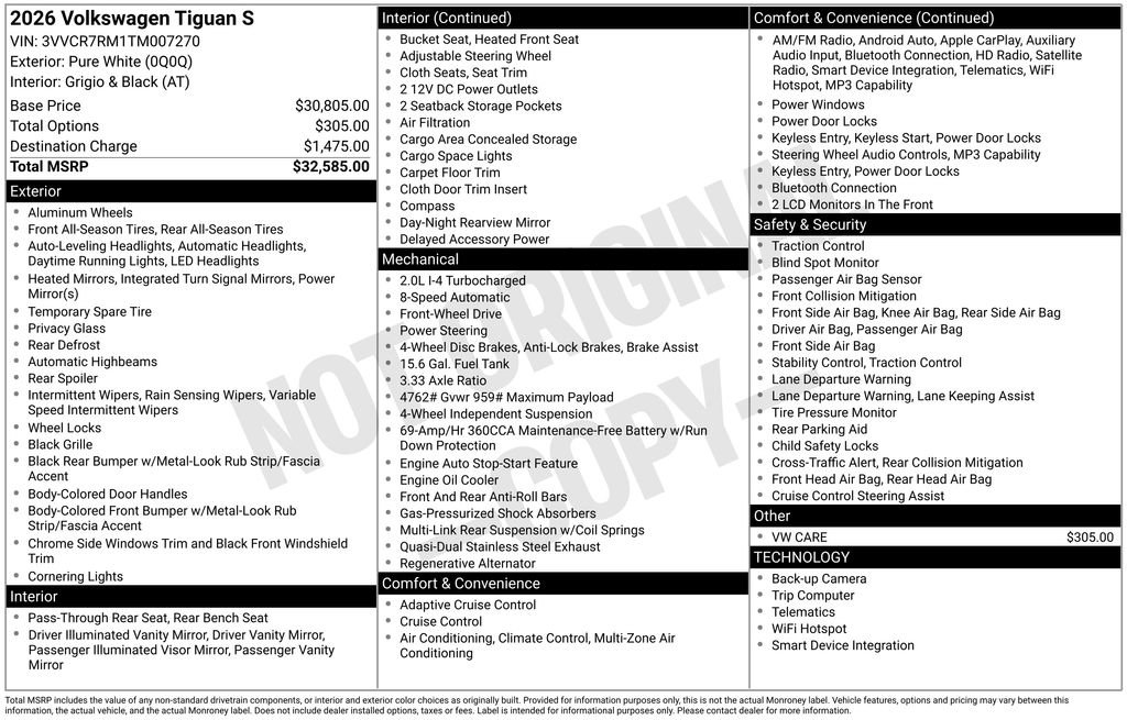 Certified 2026 Volkswagen Tiguan S FWD image 8